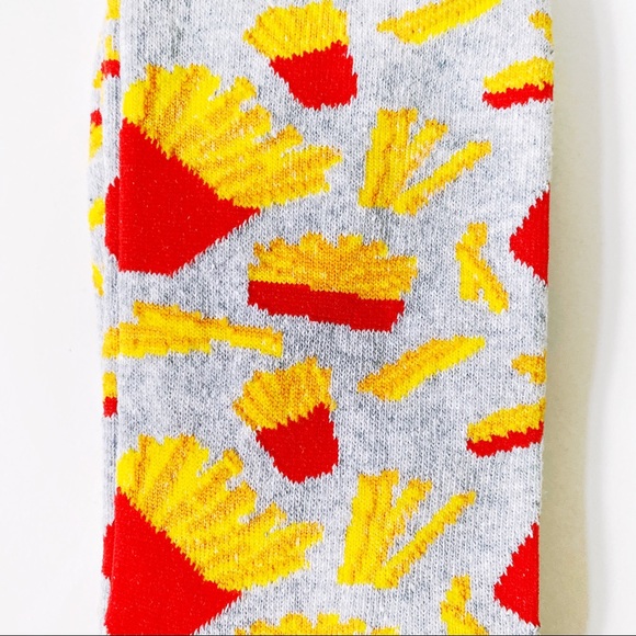 Expressions French Fry Fries Crew Socks Gray Red - Picture 3 of 5
